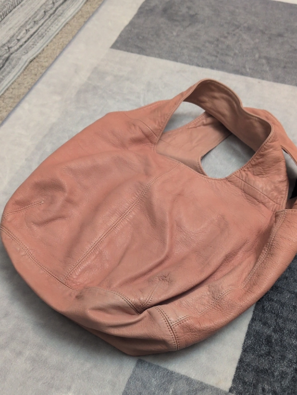 Soft Coral Leather Shoulder Bag - Women's Everyday Tote